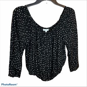 Patrons of peace women’s Small peasant top 3/4 bell sleeves button detail boho